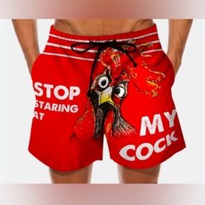 Source Unknown Red Athletic Shorts with Comical Design